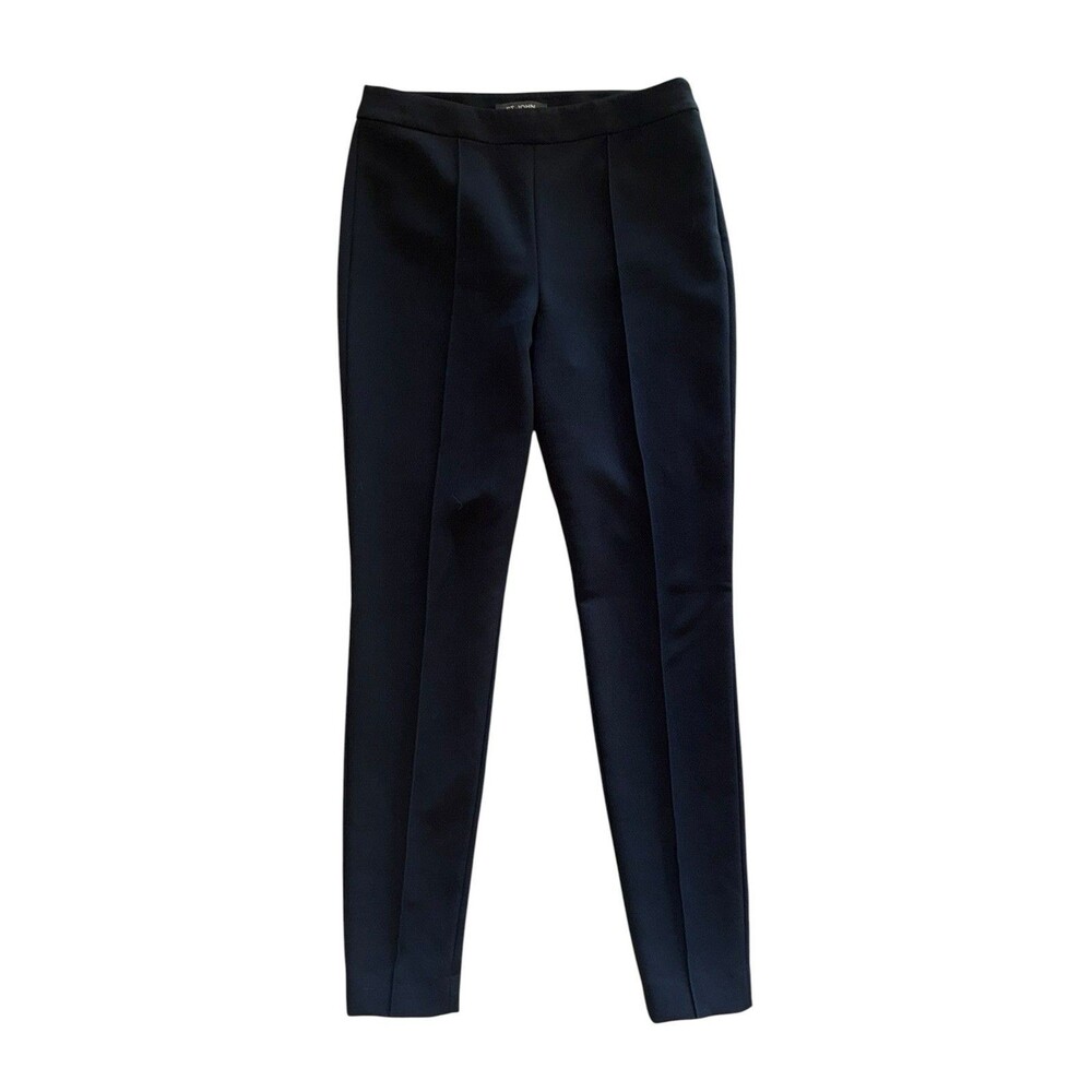 St. John Black Seamed Skinny Slim Dress Pants Back Ankle Zip Women’s Size 2